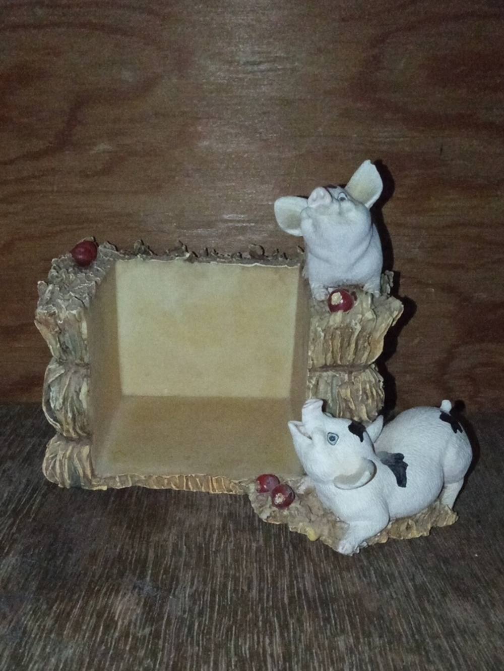 Country Meadows Decorative White Pig Memo Pad Holder - 90's Collectibles 5" Tall